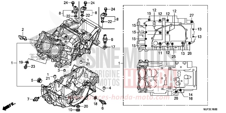 CRANKCASE for CTX700 ABS DARKNESS BLACK METALLIC (NH463) from 2014